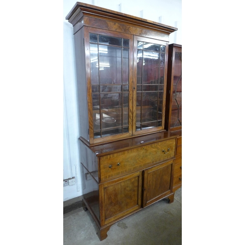 130 - A George III mahogany secretaire bookcase