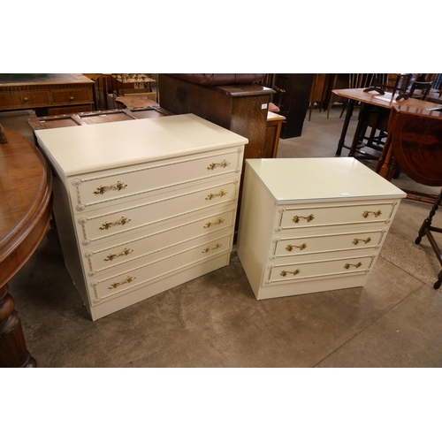 210 - Two French style cream and parcel gilt chests of drawers