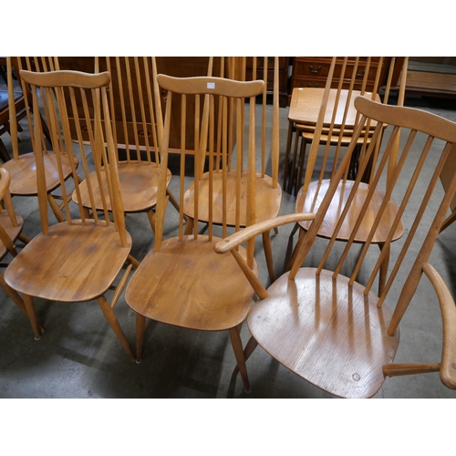 25 - A set of eight Ercol Blonde elm and beech Goldsmith chairs