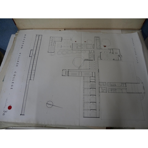 345 - V.W. Worley, architectural drawings, circa 1950-1965 for schools in West London theatres and confere... 