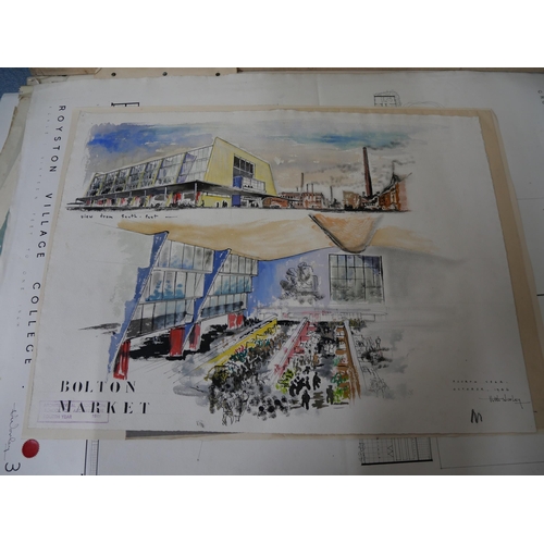 345 - V.W. Worley, architectural drawings, circa 1950-1965 for schools in West London theatres and confere... 