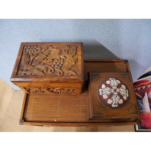 368 - A Victorian walnut lady's sewing box and another carved wood box