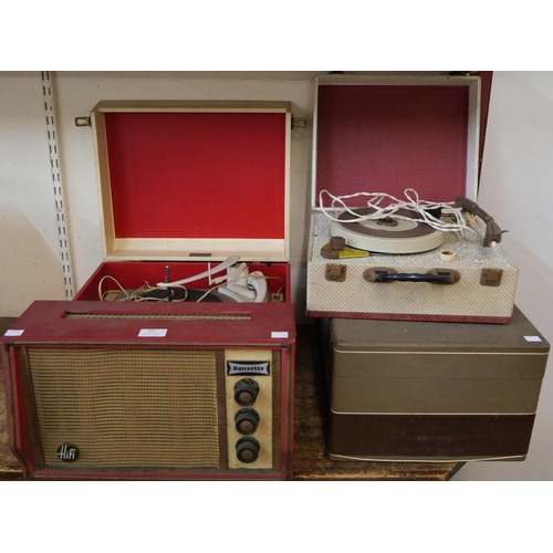 387 - Three vintage record players, including a Dansette hi-fi