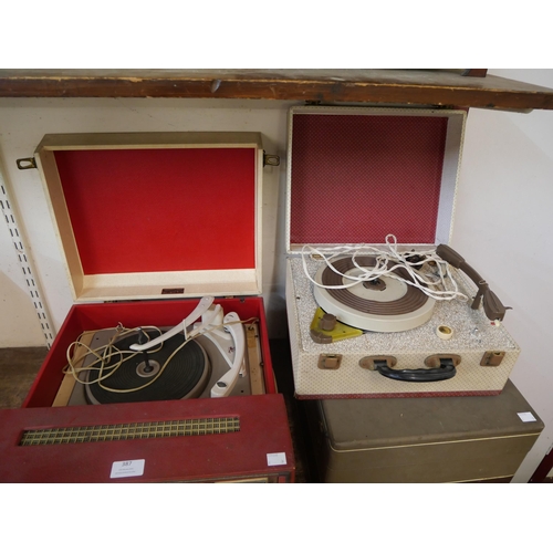 387 - Three vintage record players, including a Dansette hi-fi