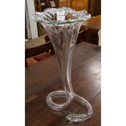 403 - A Victorian style glass floral trumpet shaped vase