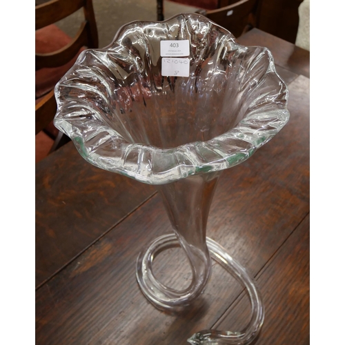 403 - A Victorian style glass floral trumpet shaped vase