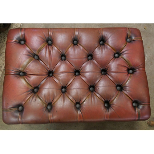 77 - A mahogany and oxblood red leather Chesterfield footstool