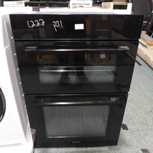 3180 - Karlson Black Double Oven - Missing Shelves ( TFTDOVBK)  (H888xW595xD546), original RRP £998.33 inc.... 