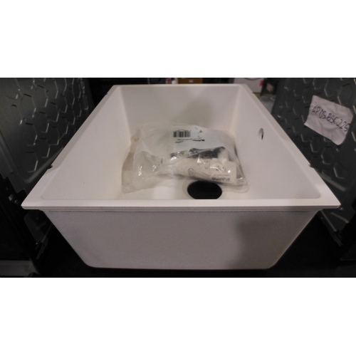 3185 - Samos 1.0 Bowl Composite U/mount White Sink,  Original RRP £332.50 inc VAT (425-118) * This lot is s... 