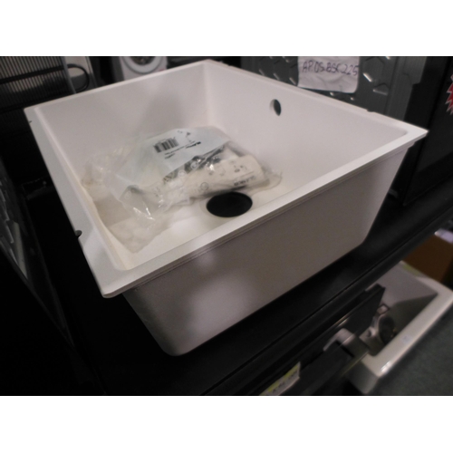 3185 - Samos 1.0 Bowl Composite U/mount White Sink,  Original RRP £332.50 inc VAT (425-118) * This lot is s... 