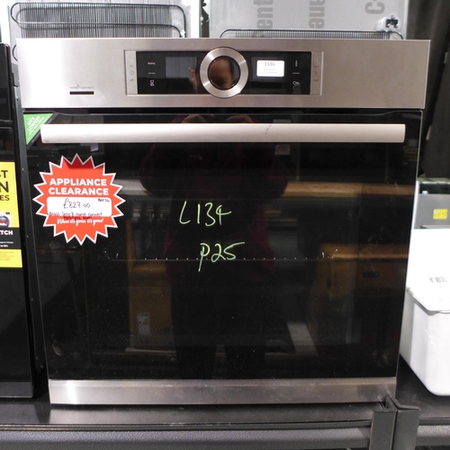 3186 - Bosch Serie 8 Home Connect Single Pyrolytic Oven H595xW595xD548, model no -HBG6764S6B, Original RRP ... 