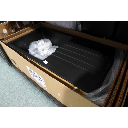 3203 - Messina Composite 1.0 Bowl RVS Black Sink,  500x1000 TD100L, Original RRP £165.84 inc VAT (425-3) * ... 