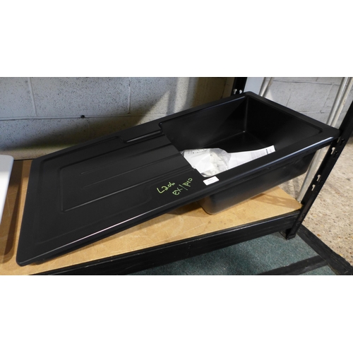 3011 - Black Ceramic Sink With Drainer (425-206) *This lot is subject to VAT