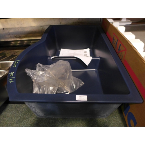 3017 - Blue Curved Schock Double Undermount Sink (425-205) *This lot is subject to VAT