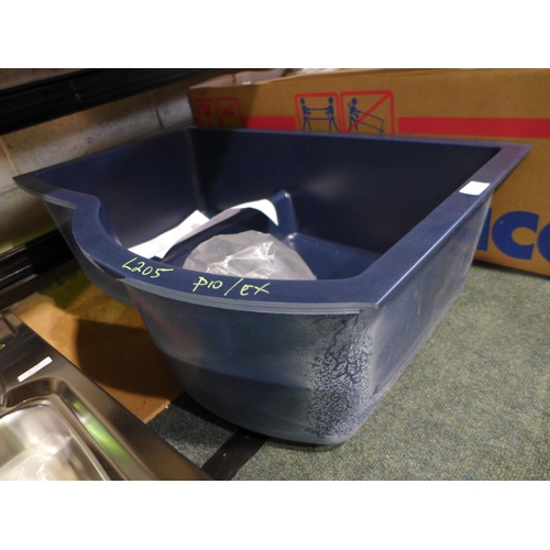 3017 - Blue Curved Schock Double Undermount Sink (425-205) *This lot is subject to VAT