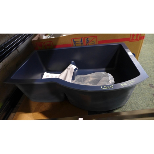 3017 - Blue Curved Schock Double Undermount Sink (425-205) *This lot is subject to VAT