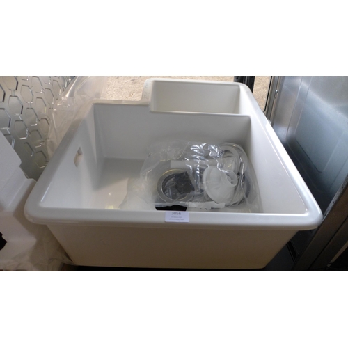 3056 - Paros Undermount Ceramic White 1.5 Bowl Sink, original RRP £415.84 inc. VAT (4194-203) *This lot is ... 