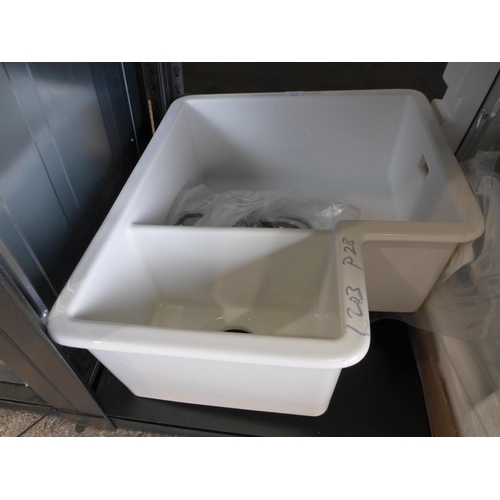 3056 - Paros Undermount Ceramic White 1.5 Bowl Sink, original RRP £415.84 inc. VAT (4194-203) *This lot is ... 