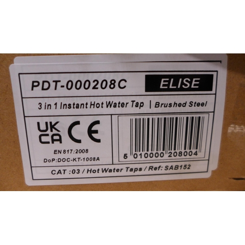 3096 - Elise Brushed Steel 3 in 1 Instant Hot Water Tap - Model PDT000208C (425-215) *This lot is subject t... 