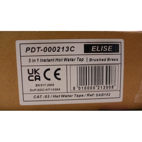 3097 - Elise Brushed Brass 3 in 1 Instant Hot Water Tap - Model PDT00213C  (425-216) *This lot is subject t... 