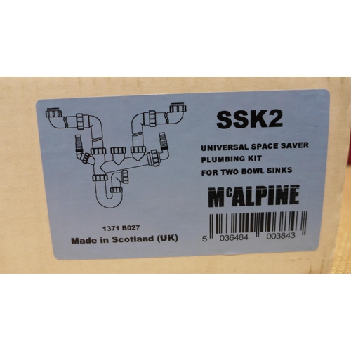 3102 - Mcalpine Universal Space Saver Plumbing Kit (For 2 Bowl Sink) Model  SSK2, Original RRP £16.66 inc V... 