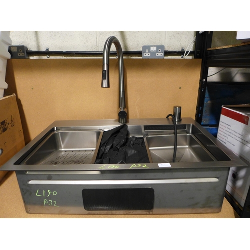 3117 - Gunmetal Undermount Sink With Interchangeable inserts, Swan neck Mixer Tap And Water Shower Feature ... 