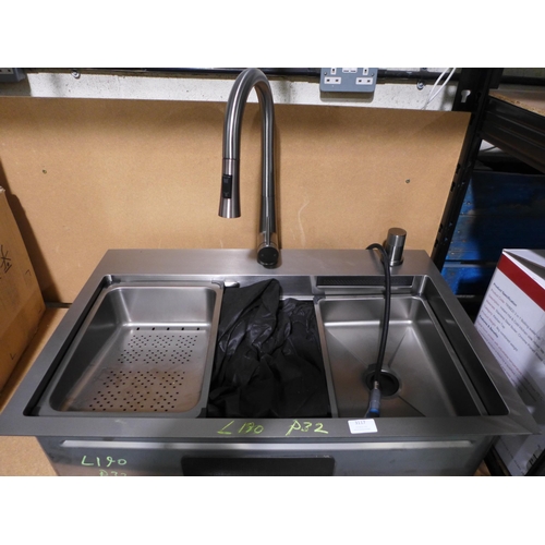 3117 - Gunmetal Undermount Sink With Interchangeable inserts, Swan neck Mixer Tap And Water Shower Feature ... 