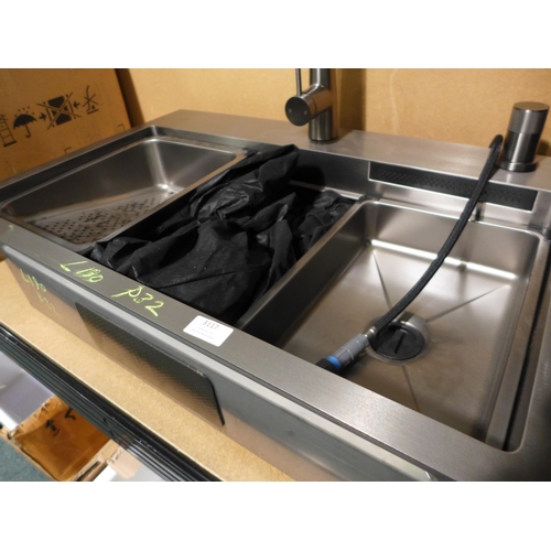 3117 - Gunmetal Undermount Sink With Interchangeable inserts, Swan neck Mixer Tap And Water Shower Feature ... 