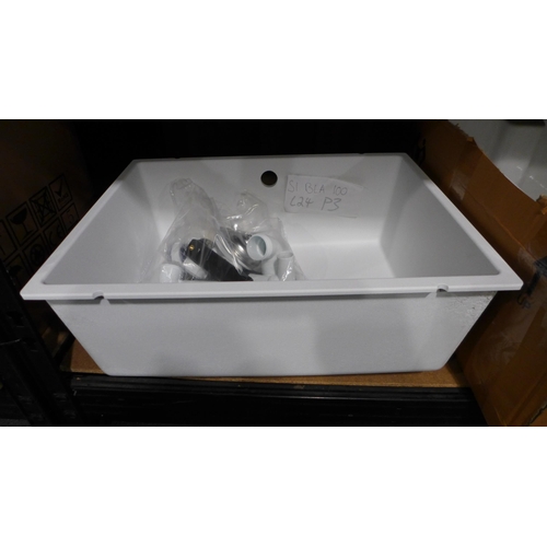 3124 - Samos Composite Undermount White 1.0 Bowl Sink - model no.:- 525797, original RRP £332.50 inc. VAT (... 