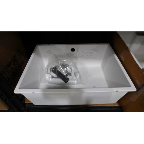 3124 - Samos Composite Undermount White 1.0 Bowl Sink - model no.:- 525797, original RRP £332.50 inc. VAT (... 