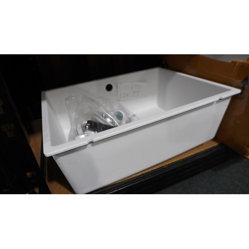 3124 - Samos Composite Undermount White 1.0 Bowl Sink - model no.:- 525797, original RRP £332.50 inc. VAT (... 