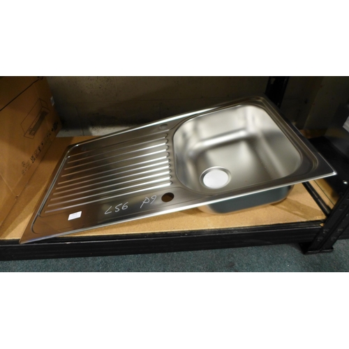 3126 - Metal Sink With Drainer (4194-56) *This lot is subject to VAT