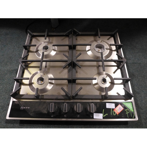 3137 - Neff Black Gas 4 Burner Hob - Burners Missing Model T26DA49NO (425-101) * This lot is subject to VAT