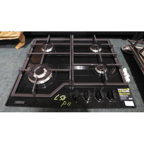 3149 - Zanussi Gas On Glass 4 Burner Hob H46xW590xD520, model no -ZGGN645K, Original RRP £307.50 inc VAT (4... 