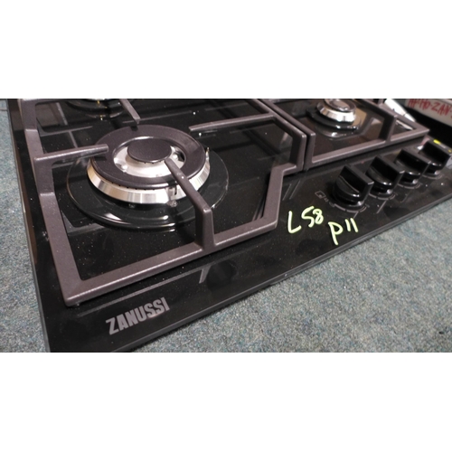 3149 - Zanussi Gas On Glass 4 Burner Hob H46xW590xD520, model no -ZGGN645K, Original RRP £307.50 inc VAT (4... 