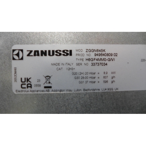 3149 - Zanussi Gas On Glass 4 Burner Hob H46xW590xD520, model no -ZGGN645K, Original RRP £307.50 inc VAT (4... 