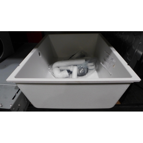 3156 - Samos Composite Undermount White 1.0 Bowl Sink (370x500) - model no.:- 525797, original RRP £332.50 ... 