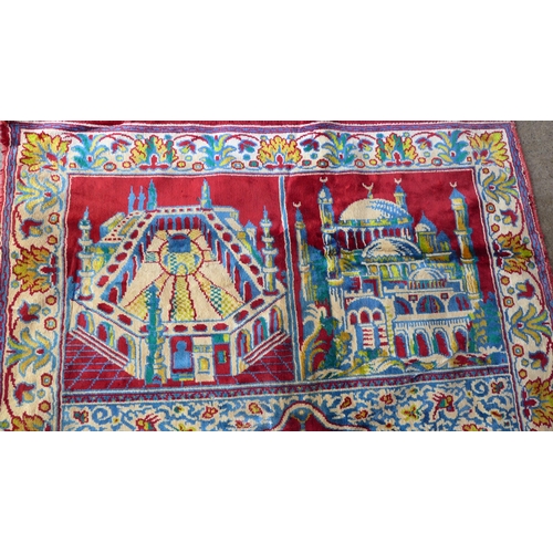 250 - An eastern red silk prayer mat