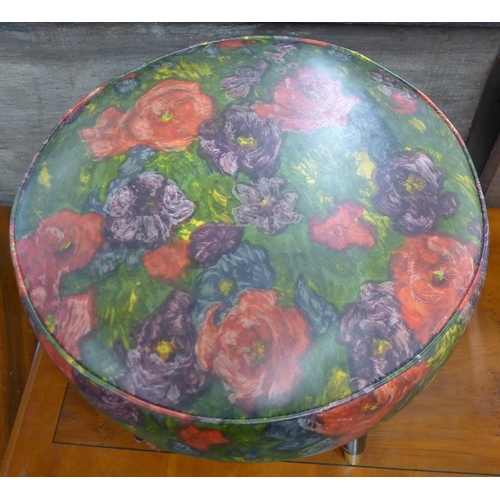 72B - A Sherborne floral vinyl circular stool