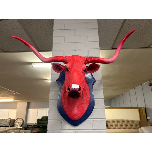 1459A - A Pink Bull Trophy Head Wall Hanging