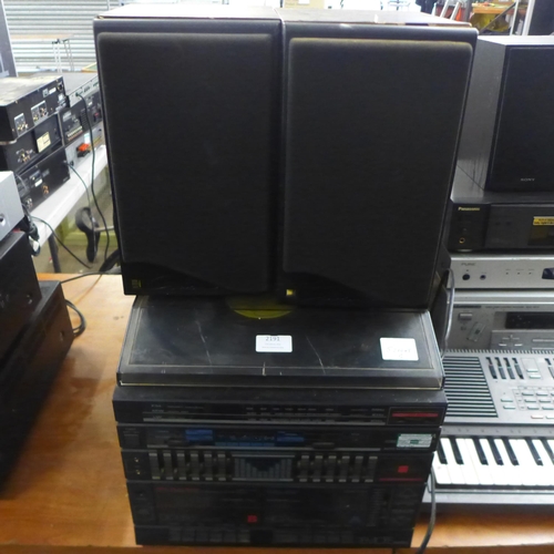 2158 - An Oshima stereo with graphics equalizer, double cassette deck and a pair of Kef SP3192 speakers