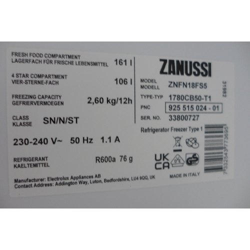 3050 - Zanussi 50/50 Fridge Freezer - Low Frost (H1772xW548xD549) - model no.:- ZNFN18FS5, original RRP £44... 