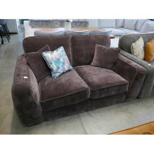 1303 - A Celeste coffee bean velvet two seater sofa RRP £1379