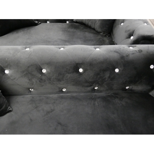 1354 - A pair of black velvet Dawn sofas (3+2)