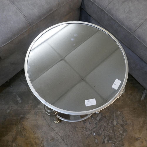 1403 - A silver mirrored lamp table