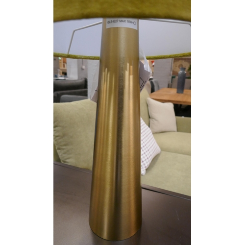 1407 - A pair of table lamps with green velour shades