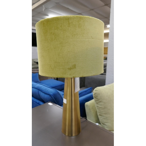 1407 - A pair of table lamps with green velour shades