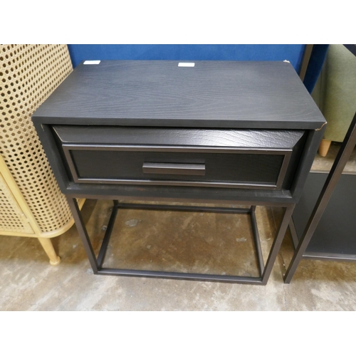 1408 - A black single drawer lamp table - damaged