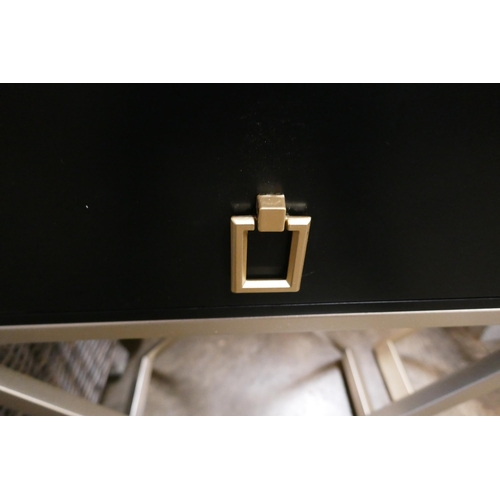 1458 - A pair of black bedside tables with gold legs