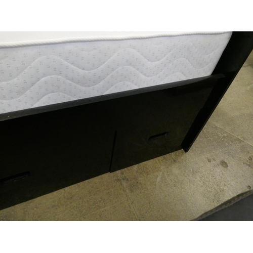 1505 - A black high gloss bed frame with storage drawers and bedside tables - boxed * this lot is subject t... 